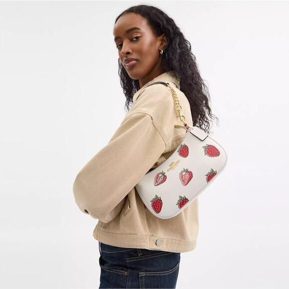 NWT Coach CAL62 Teri Shoulder Bag With Strawberry Print - Picture 7 of 7